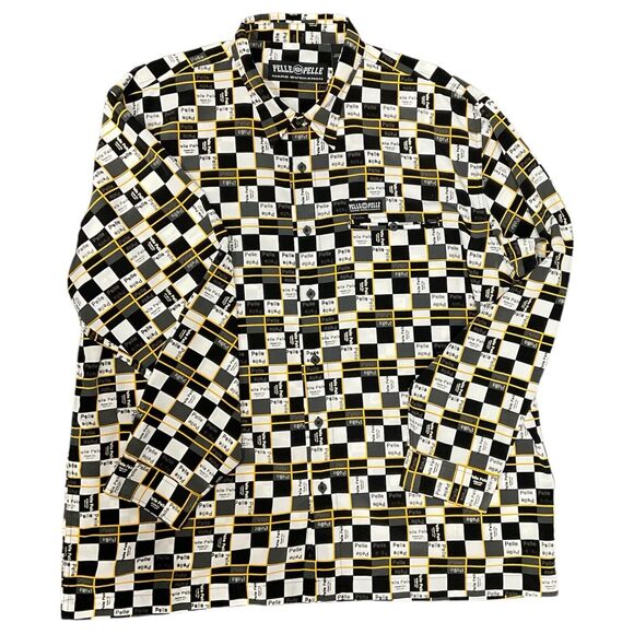 PELLE PELLE by Marc Buchanan XLarge Checkerboard 90s Rave Shirt Vintage 80s 90s - Picture 4 of 13